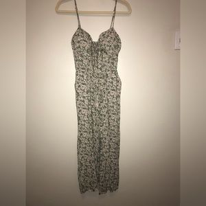 Olive green/grey flower floral jumpsuit